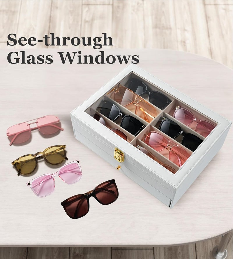 NEWLOOP Store Sunglasses Organizer Multiple Pairs of Glasses Display Case Sunglass Hard Shell Storage Box for Women Men 12/16 Slots - Image 4